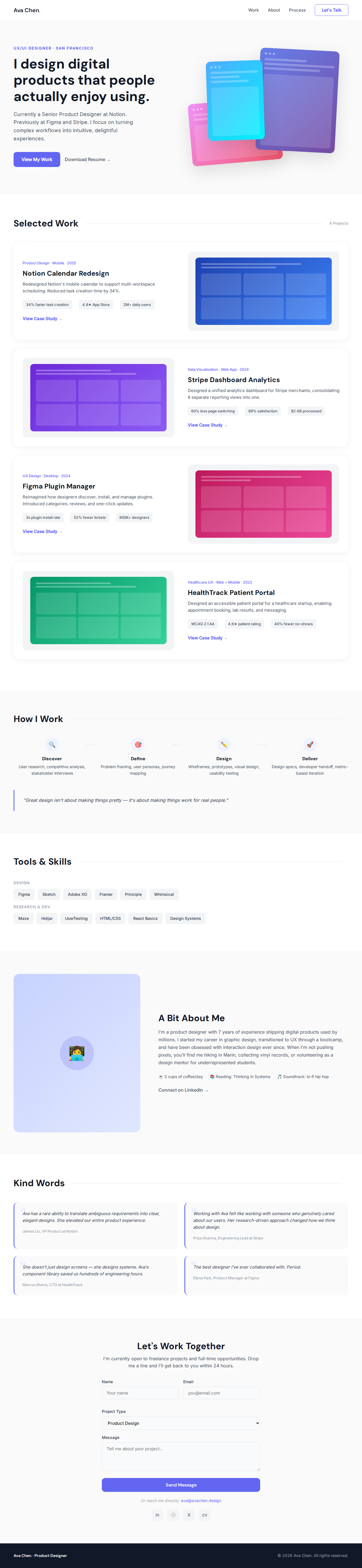 UX/UI designer portfolio generated by Claude