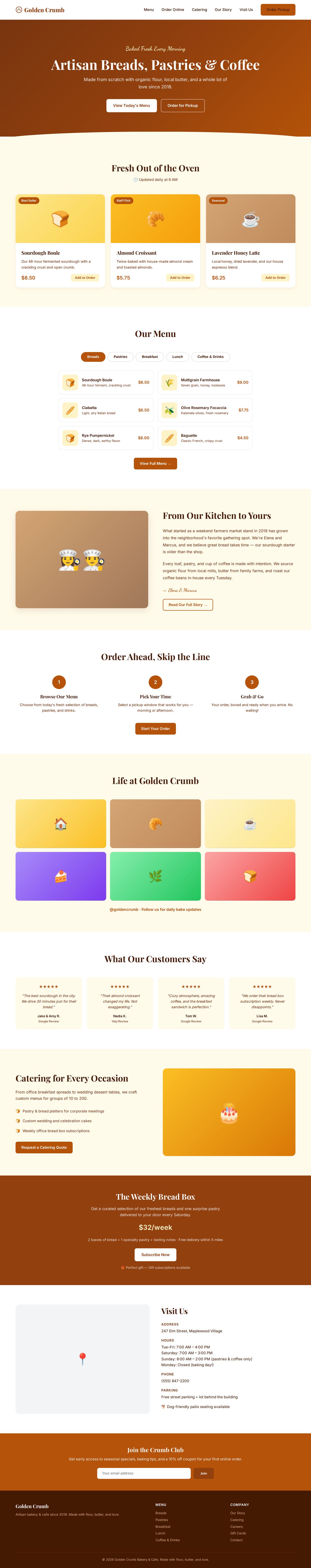 bakery cafe homepage generated by Claude