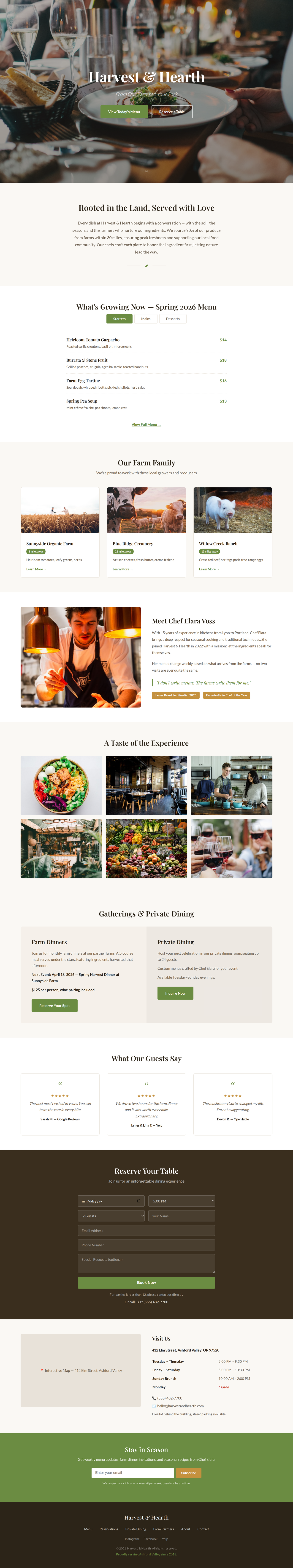 farm to table restaurant generated by Claude